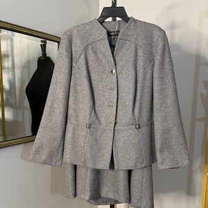 Gray Women's Winter Jacket & Skirt Set